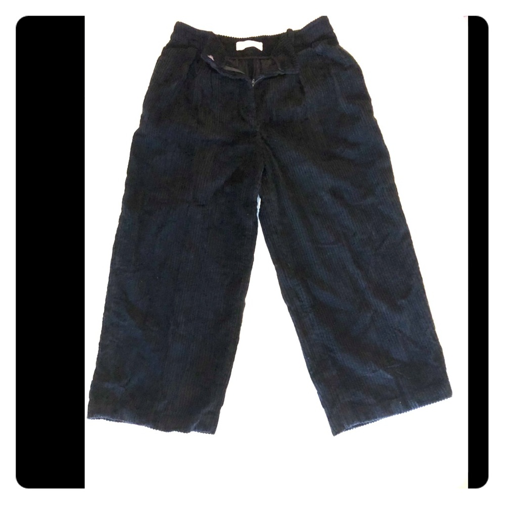 Black corduroy denim, wide cut pants
